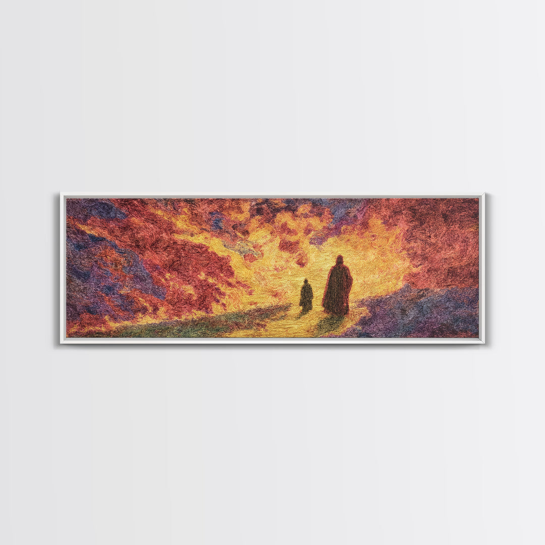 Fiery Abstract Journey Wall Art, African Inspired Orange Landscape, Dramatic Canvas Decor, Modern Statement Art Print Gift