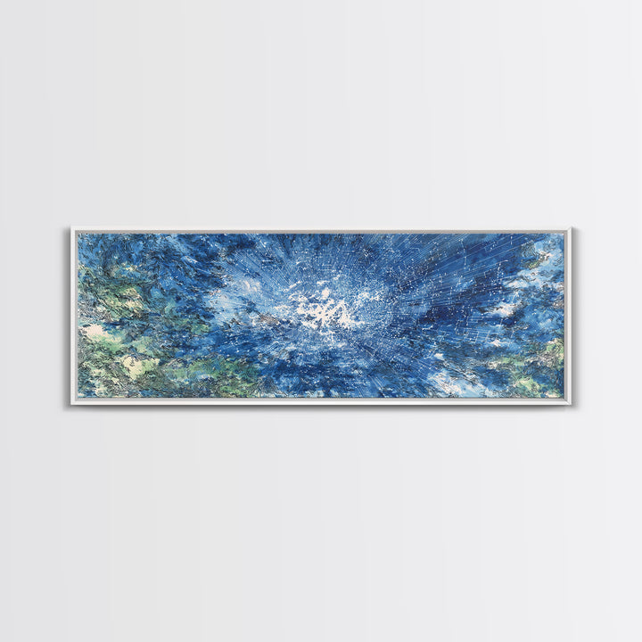Blue White Ocean Splash Abstract Wall Art, Modern Canvas Print, Coastal African Inspired Decor, Large Living Room Art Gift