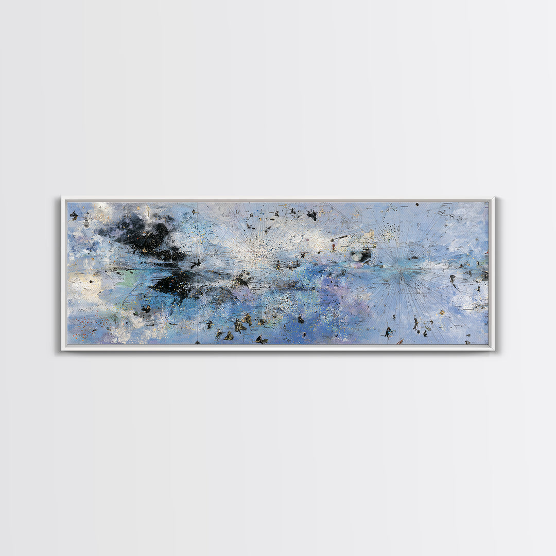 Pale Blue Black Gold Abstract Wall Art, Textured Canvas Print, Modern African Art Decor, Minimalist Office Decor Gift For Him