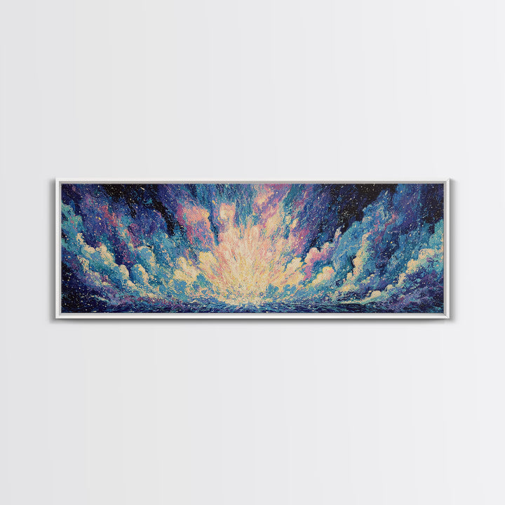Cosmic Blue Ocean Sky Canvas Print, Abstract Wall Art, Dreamy Wall Art, Modern Canvas Art, Nature Scene Art, Bedroom Decor