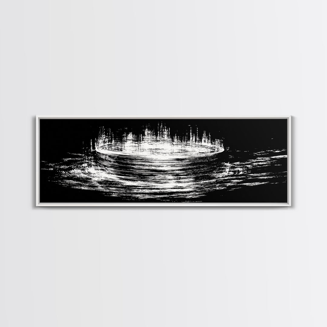 Black And White Lunar Water Ripple Wall Art, Minimalist Abstract Art, Modern Canvas Print, Meditation Room Decor, Dreamy Home Decor