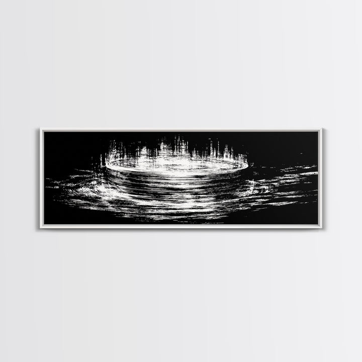 Black And White Lunar Water Ripple Wall Art, Minimalist Abstract Art, Modern Canvas Print, Meditation Room Decor, Dreamy Home Decor