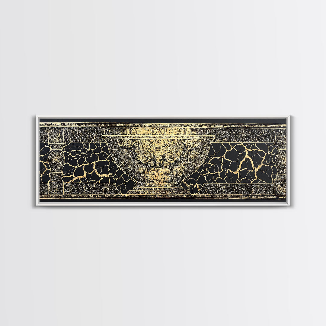 Black Gold Ancient Vessel Pattern Wall Art, Abstract Art, Luxury Canvas Art, Elegant Home Decor, Statement Wall Decor, Gift For Him