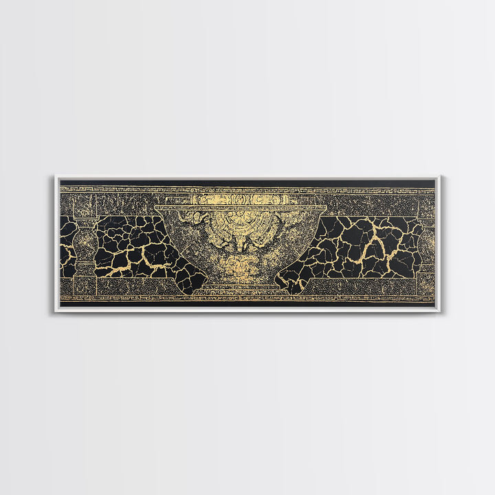 Black Gold Ancient Vessel Pattern Wall Art, Abstract Art, Luxury Canvas Art, Elegant Home Decor, Statement Wall Decor, Gift For Him