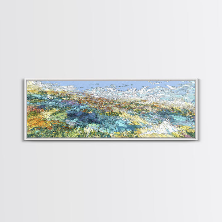 Wind Swept Abstract Coastal Fields Wall Art, Modern African Art Print, Textured Landscape Decor, Dreamy Panoramic Canvas