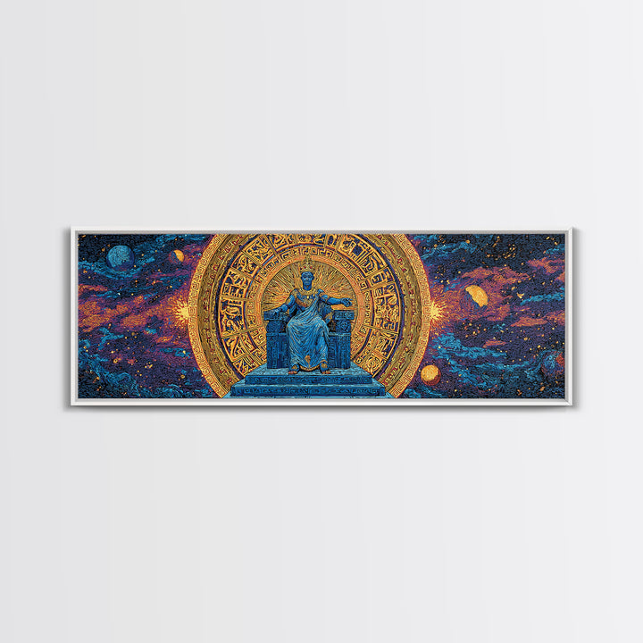 Cosmic African Goddess On Throne Canvas Print, Spiritual Wall Art, Afrocentric Decor, Gold Black Mystical Statement Piece