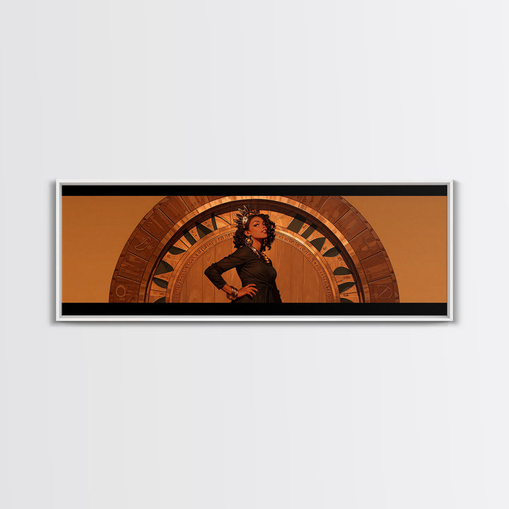 Elegant Black Woman Portrait In Orange Arch, African American Art Wall Art, Fashion Canvas Print, Stylish Home Decor Gift