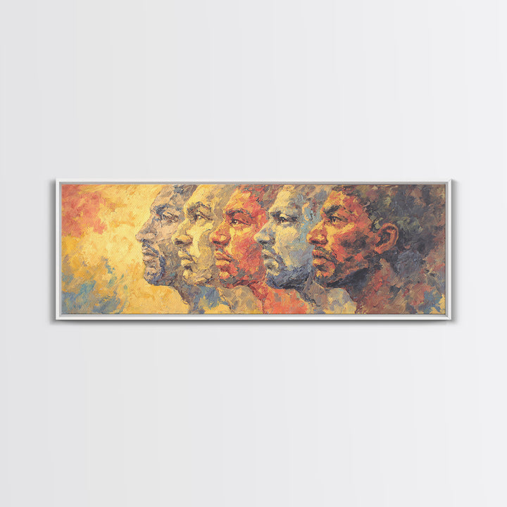 Textured African Ancestral Profiles Canvas Print, Afrocentric Wall Decor, Black History Portrait, Panoramic Art Gift For Home