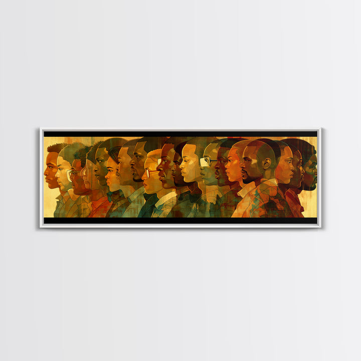 Panoramic African Diaspora Headphones Canvas Print, Modern Black People Art, Afrocentric Culture Wall Decor Gift For Music Lovers