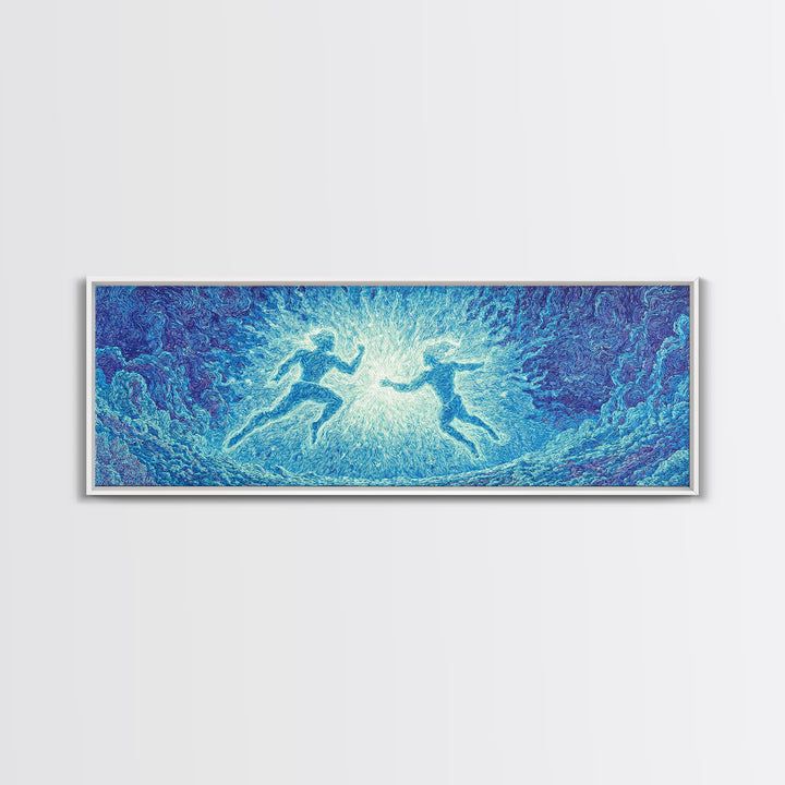 Blue Mystical Spirit Dancers In Flowing Water Wall Art, Dreamy Wall Art, Abstract Art, Modern Canvas Art, Spiritual Wall Decor