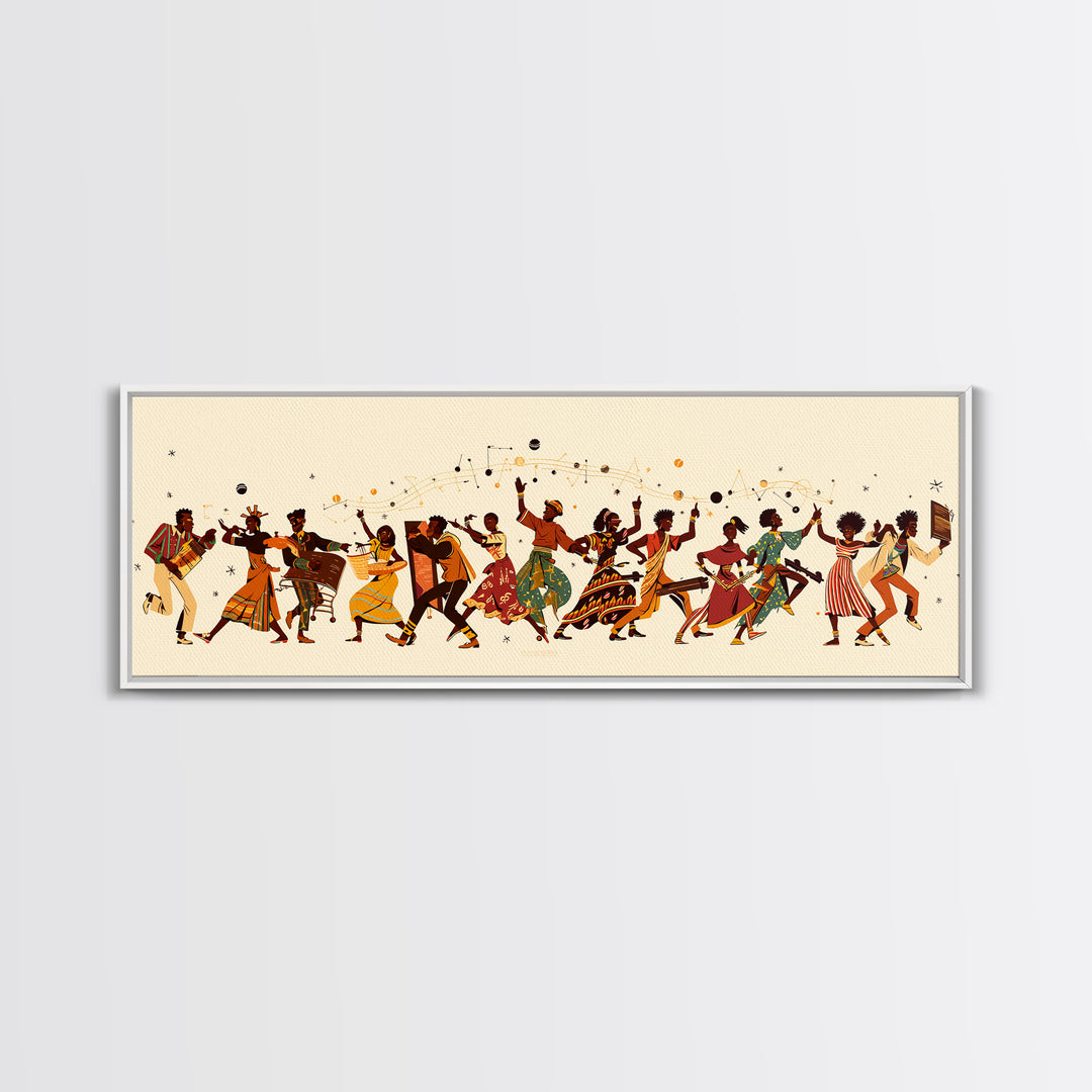 Joyful African Celebration Dancers Canvas Print, Afrocentric Wall Art, Black Women Art, Cultural Home Decor, Festive Gift