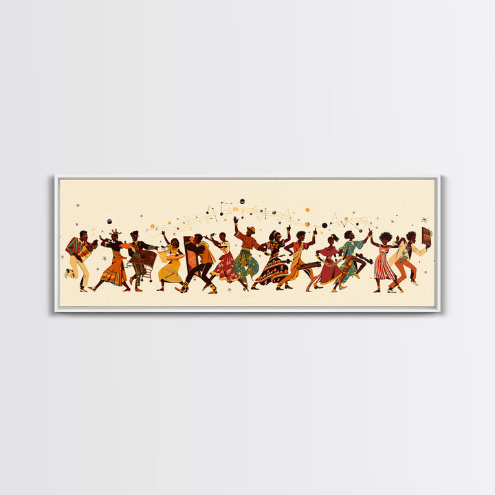 Joyful African Celebration Dancers Canvas Print, Afrocentric Wall Art, Black Women Art, Cultural Home Decor, Festive Gift