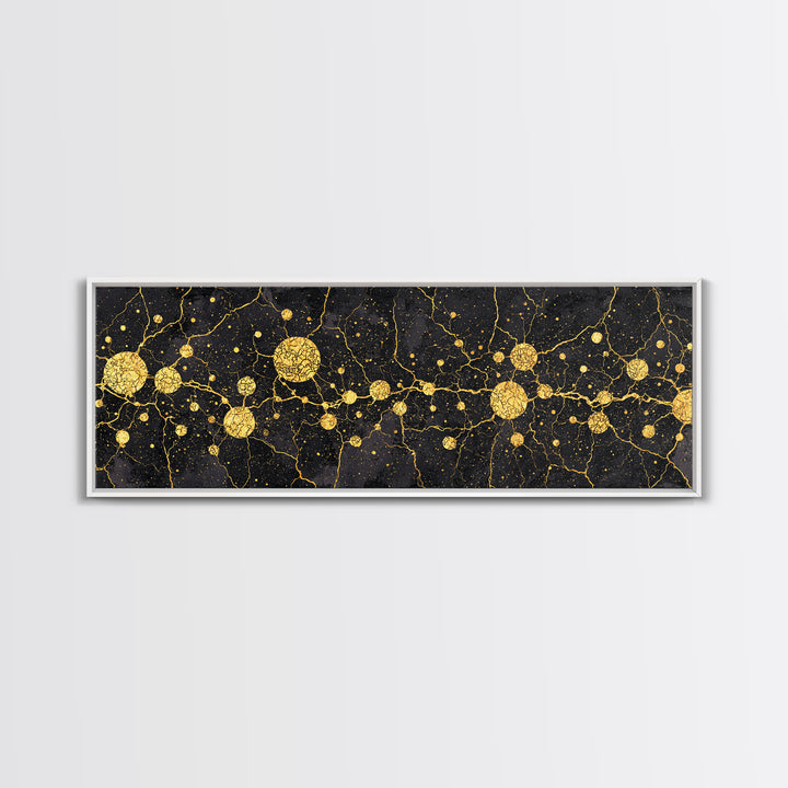 Black Marble Gold Constellation Abstract Wall Art, Luxury Canvas Print, Modern Geometric Living Room Decor Housewarming Gift