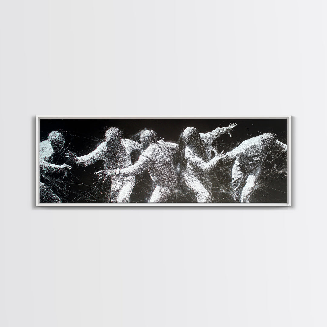 Black And White African Dancers In Dynamic Motion Wall Art, Abstract Canvas Print, Modern Cultural Statement Home Decor Gift