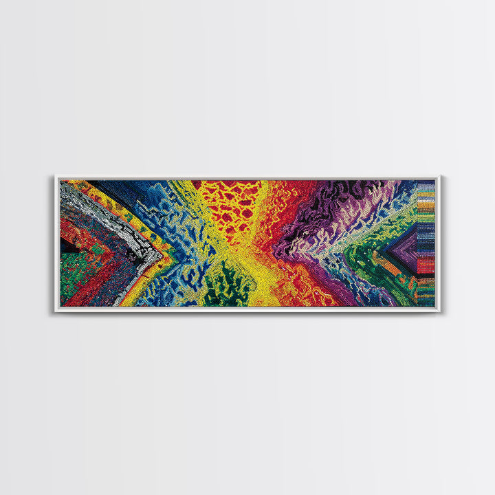 Explosive Rainbow Abstract Canvas Print, Textured African Inspired Landscape, Colorful Wall Art Decor, Modern Abstract Art