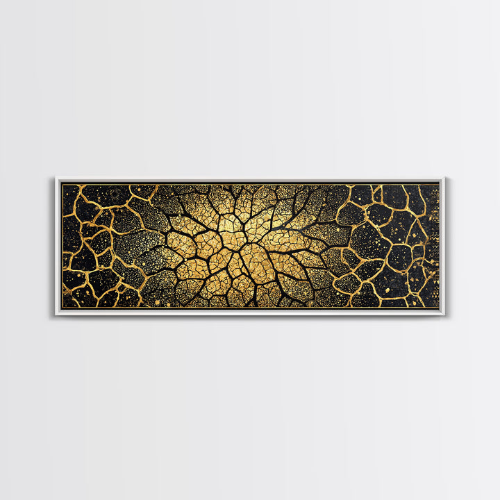 Black And Gold Cracked Mosaic Wall Art, Geometric Wall Art, Luxury Canvas Art, Earth Tone Wall Decor, Statement Piece, Home Decor Gift