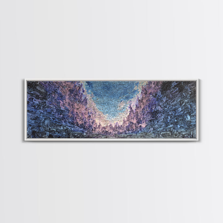 Icy Blue Mountain Canyon Abstract Wall Art, Panoramic Landscape Canvas, Modern Nature Decor, Large Living Room Art Print