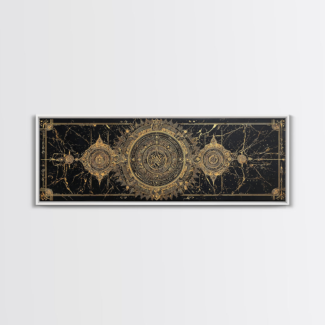 Black Gold Ornate Tribal Mandala Wall Art, African Inspired Geometric Canvas Decor, Luxury Art, Cultural Wall Decor Print