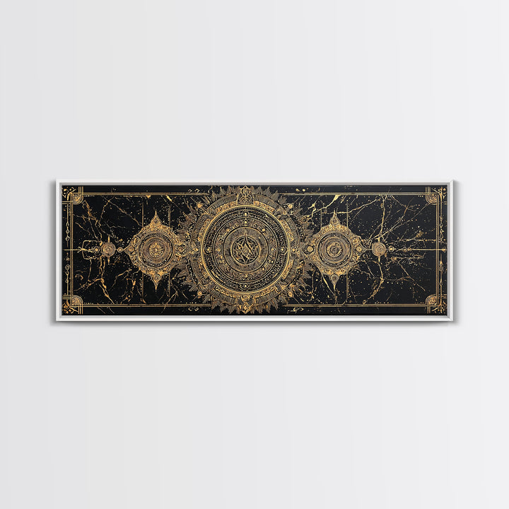 Black Gold Ornate Tribal Mandala Wall Art, African Inspired Geometric Canvas Decor, Luxury Art, Cultural Wall Decor Print