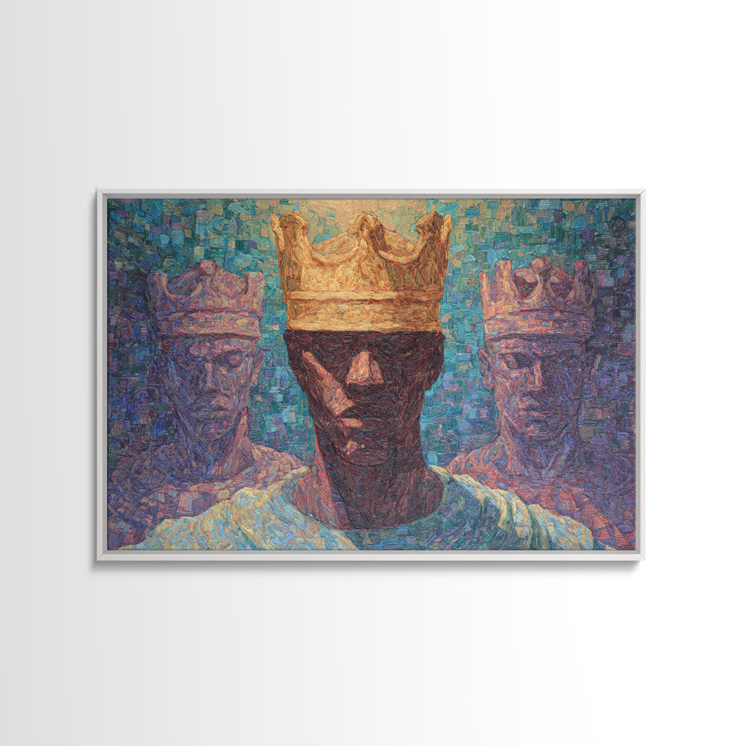 Impressionist Crowned African King Wall Art, Modern African Art Print, Black Culture Decor, Regal Portrait Canvas Print Gift