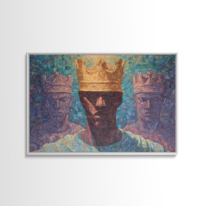 Impressionist Crowned African King Wall Art, Modern African Art Print, Black Culture Decor, Regal Portrait Canvas Print Gift