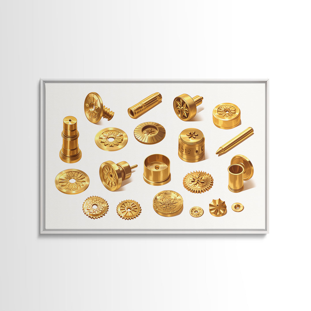 Golden Ornate Brass Hardware Study Canvas Print, Black And Gold Art, Luxury Canvas Art, Unique Home Office Decor, Men Gift