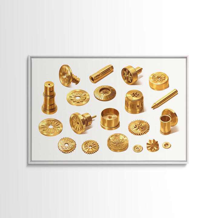 Golden Ornate Brass Hardware Study Canvas Print, Black And Gold Art, Luxury Canvas Art, Unique Home Office Decor, Men Gift