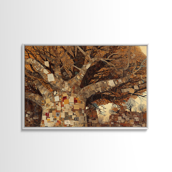 Baobab Tree Of Notes And Memories Wall Art, African Inspired, Mixed Media Canvas, Cultural Home Decor, Unique Wall Decor