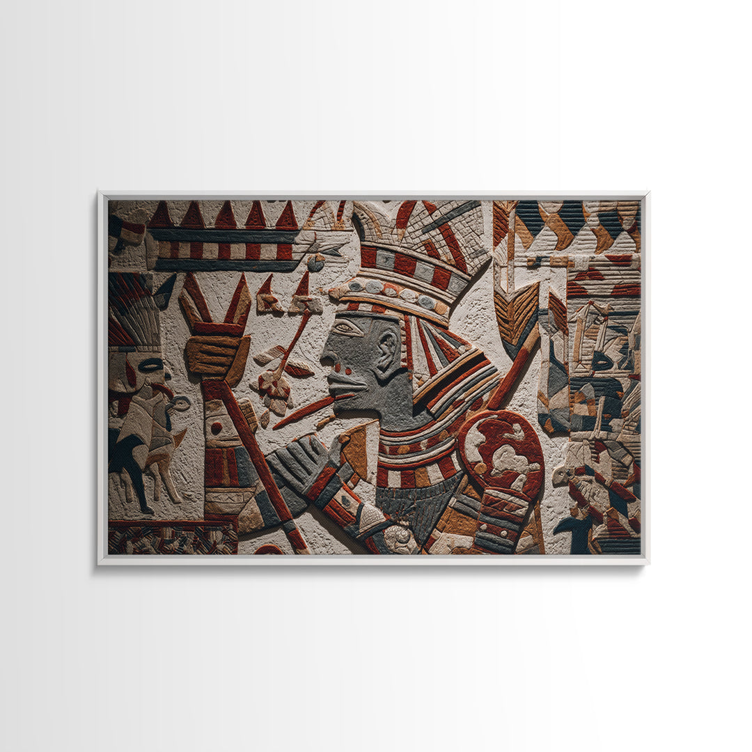 Ancient Egyptian Pharaoh Relief Wall Art, African Egyptian Art Print, Tribal Stone Texture, Cultural Home Decor Gift For Living Room