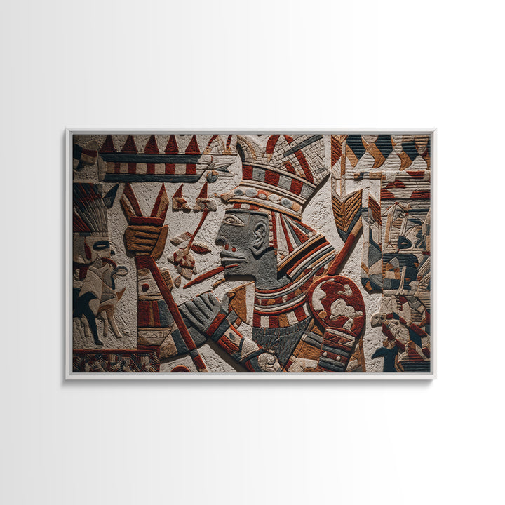 Ancient Egyptian Pharaoh Relief Wall Art, African Egyptian Art Print, Tribal Stone Texture, Cultural Home Decor Gift For Living Room