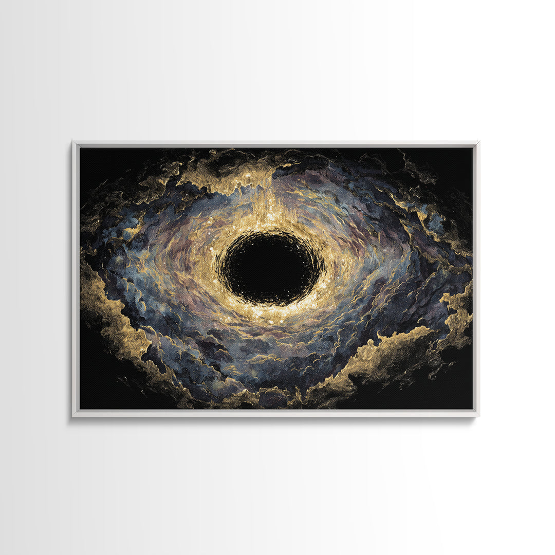 Golden Event Horizon Black Hole Canvas Print, Abstract Wall Art, Black And Gold Art, Luxury Canvas Art, Modern Home Decor