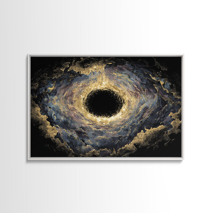 Golden Event Horizon Black Hole Canvas Print, Abstract Wall Art, Black And Gold Art, Luxury Canvas Art, Modern Home Decor