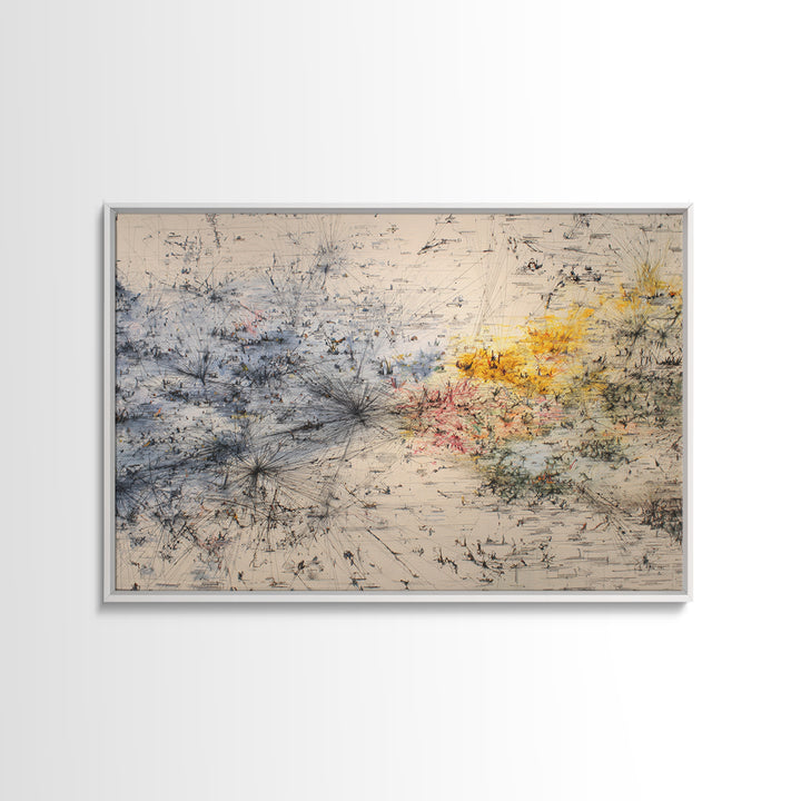 Minimal Abstract Field Canvas Print, Black And Gold Line Art, Modern Textured Neutral Wall Decor For Office And Home Gift