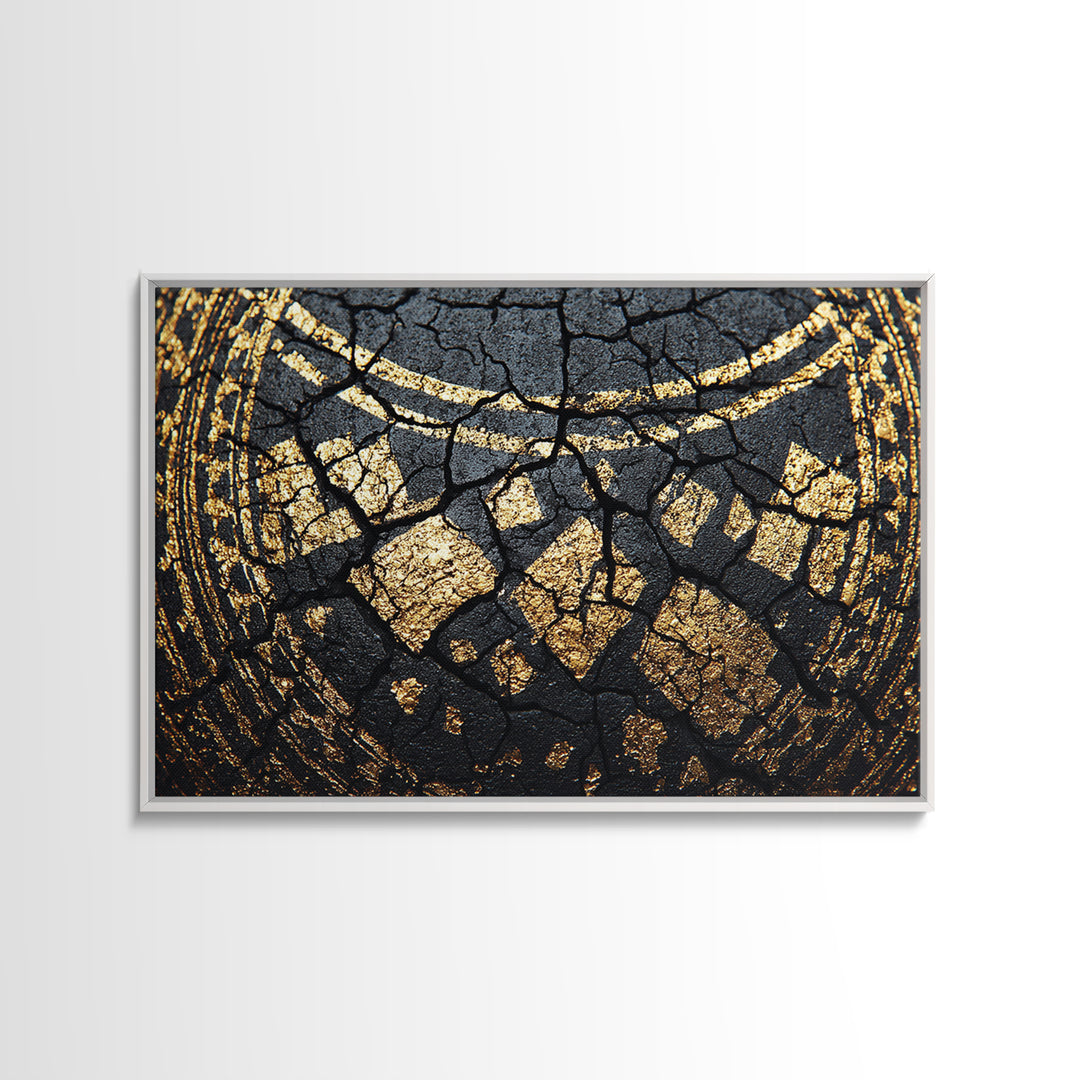 Black Gold Tribal Collar Detail Canvas Print, African Abstract Art, Textured Luxury Wall Decor, Modern Cultural Home Decor