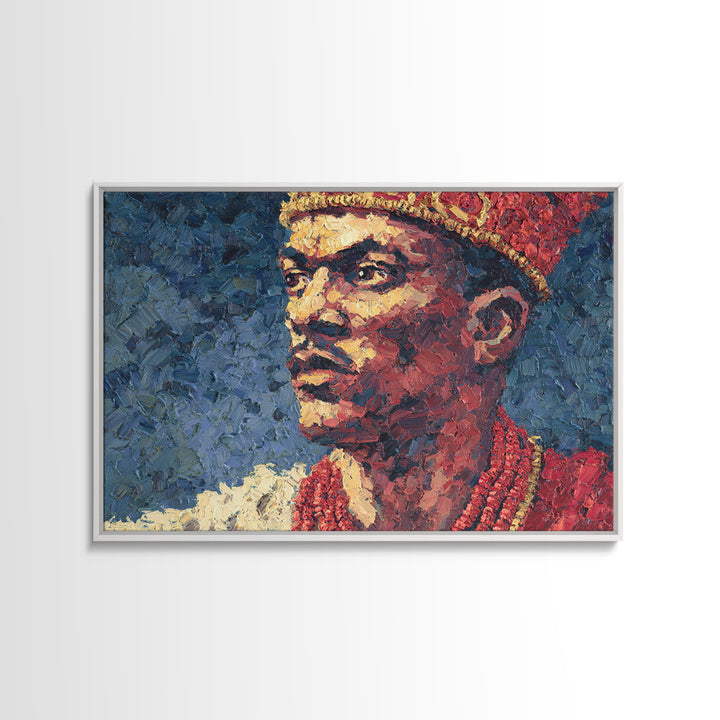 Young African Royal Portrait Wall Art, Red Crown Prince Painting, Black Man Portrait, Afrocentric Home Decor, Cultural Gift