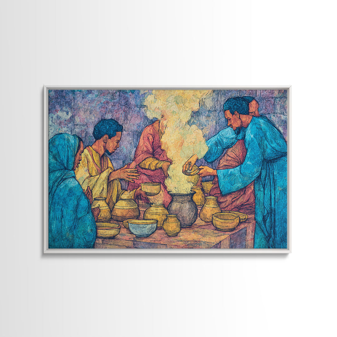 African Women Pottery Ritual Wall Art, Smoke Ceremony Painting, Cultural Kitchen Decor, Afrocentric Home Decor, Gift For Her