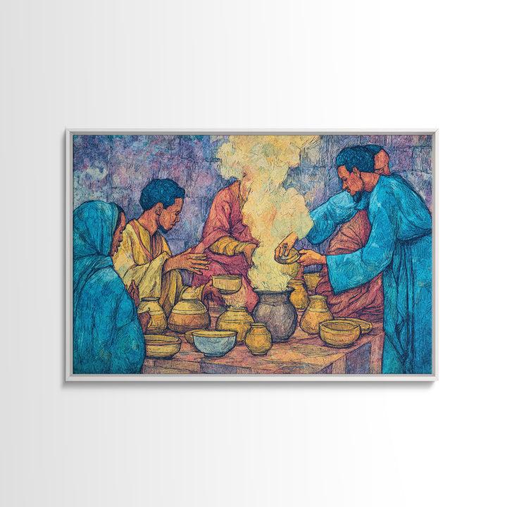 African Women Pottery Ritual Wall Art, Smoke Ceremony Painting, Cultural Kitchen Decor, Afrocentric Home Decor, Gift For Her