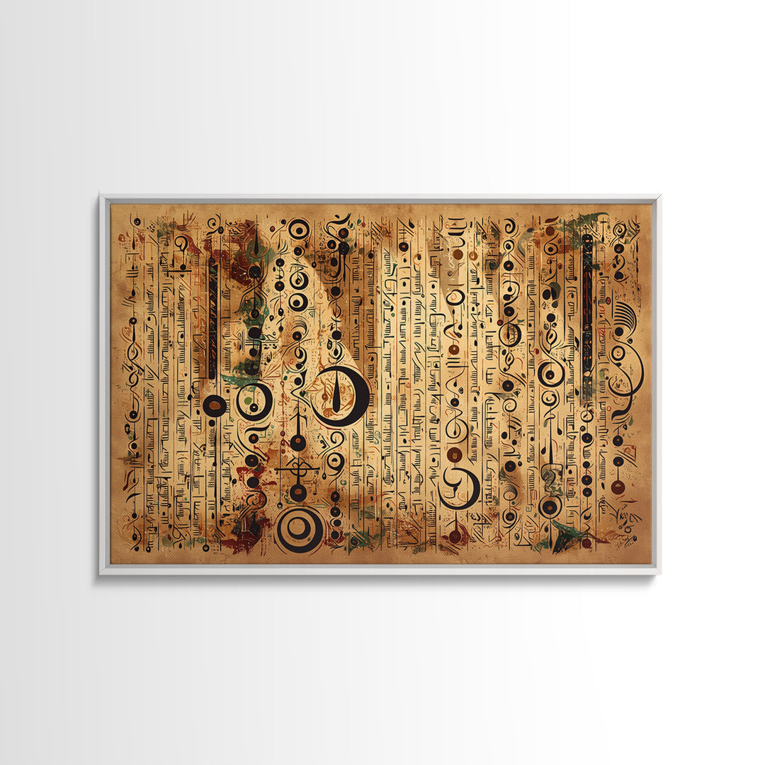 Ancient African Symbol Parchment Wall Art, Abstract African Art, Tribal Patterns, Afrocentric Decor, Cultural Canvas Print