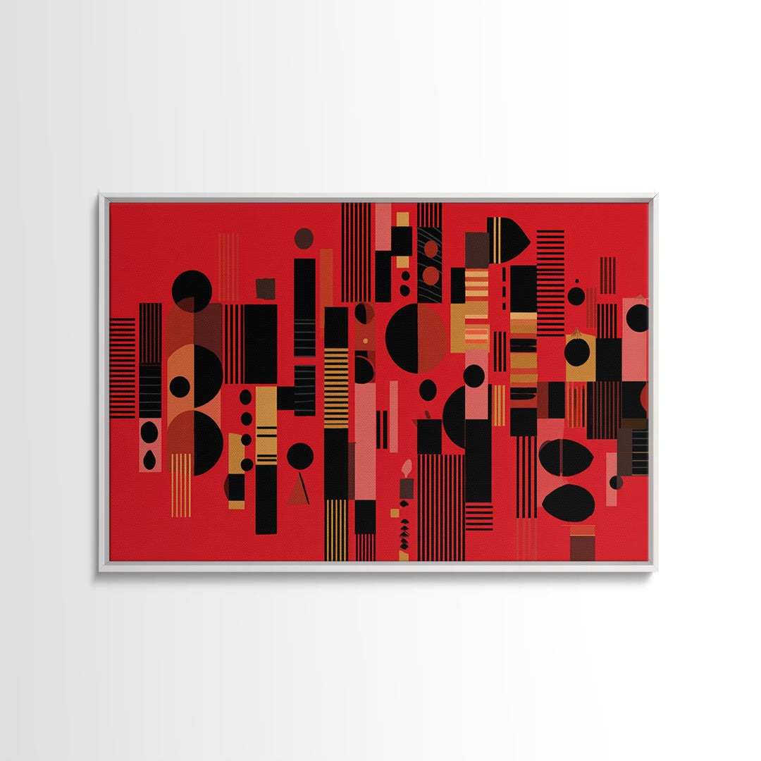 Red Black Geometric Abstract Wall Art, Modern African Art Print, Bold Urban Decor, Contemporary Canvas Print Statement Gift