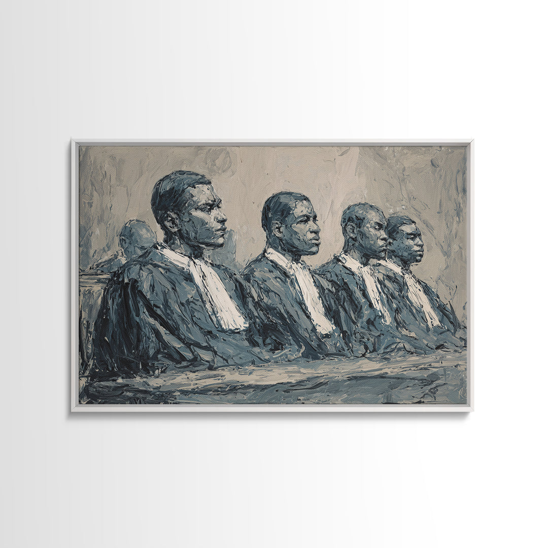 Distinguished Black Judges Framed Canvas Print, African American Art, Legal Portrait Wall Decor For Office And Study Room