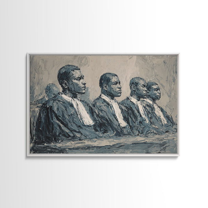 Distinguished Black Judges Framed Canvas Print, African American Art, Legal Portrait Wall Decor For Office And Study Room