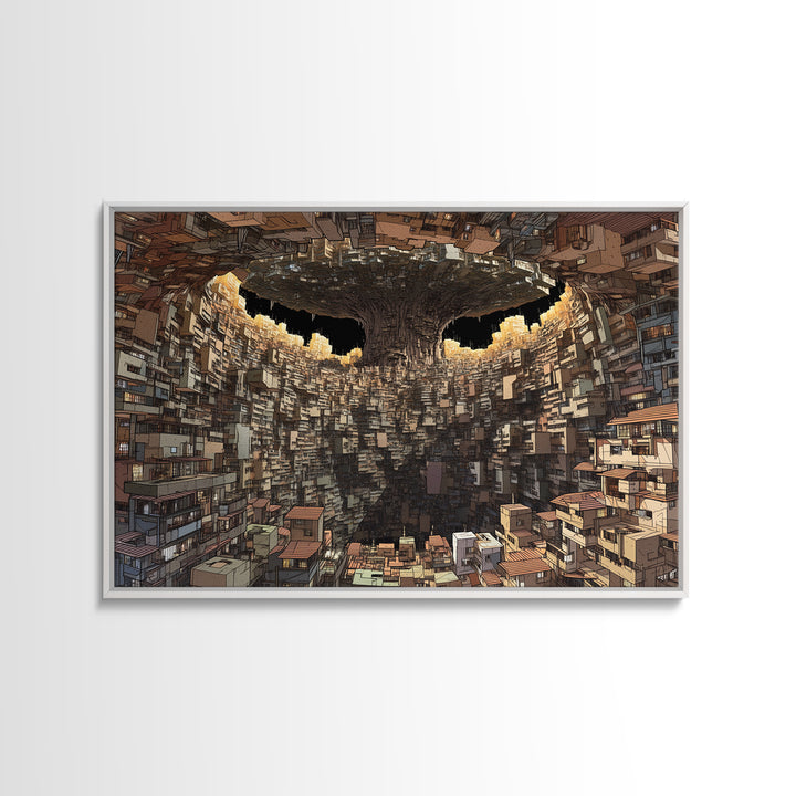 Dystopian Circular City Void, African Abstract Wall Art, Canvas Print, Urban Wall Art, Modern Black Art, Statement Decor