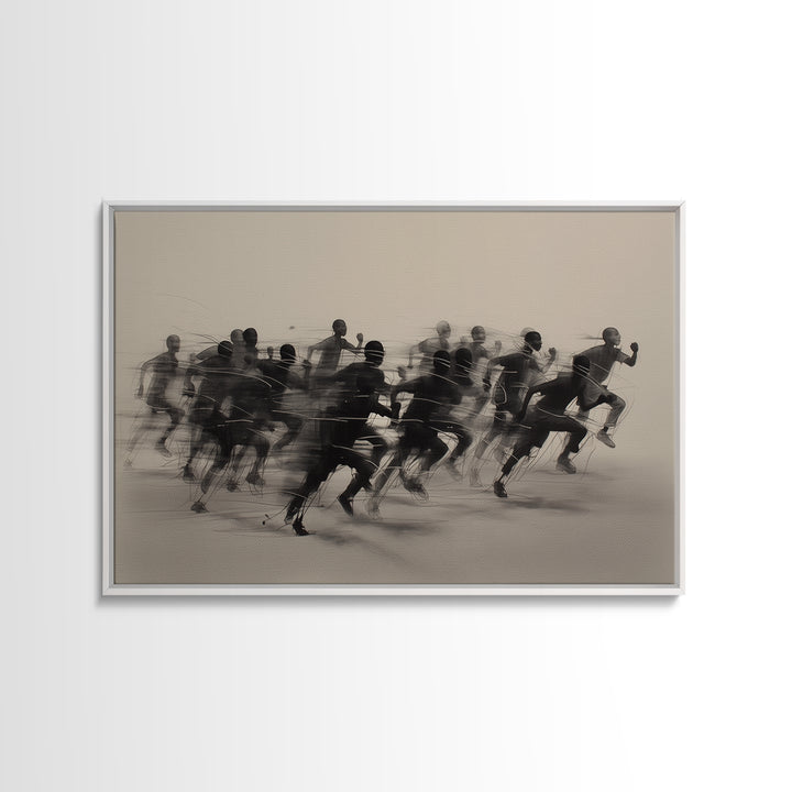 Sepia African Runners In Motion Canvas Print, Athletic Black Art, Modern African Art Decor, Dynamic Race Wall Decor Gift