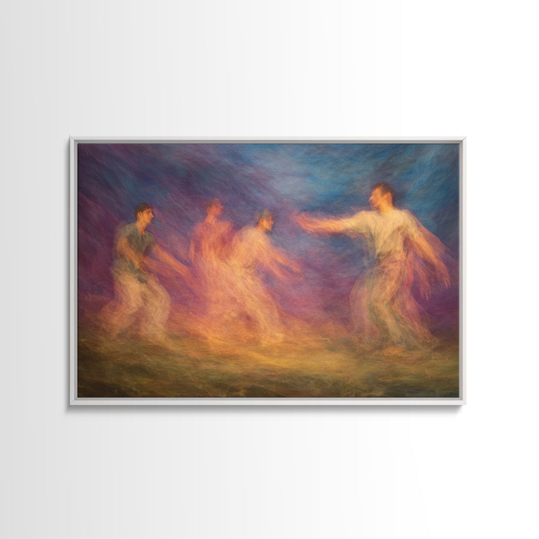 Colorful Spirit Dancers In Motion Wall Art, African Celebration Print, Abstract Ethnic Decor, Dreamy Modern Canvas Art Gift