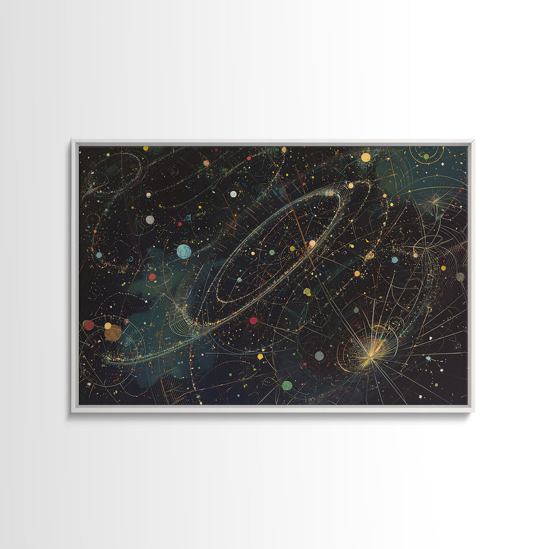 Cosmic Planetary Orbit Map Canvas Print, Abstract Wall Art, Modern Office Decor, Celestial Space Poster, Unique Home Decor