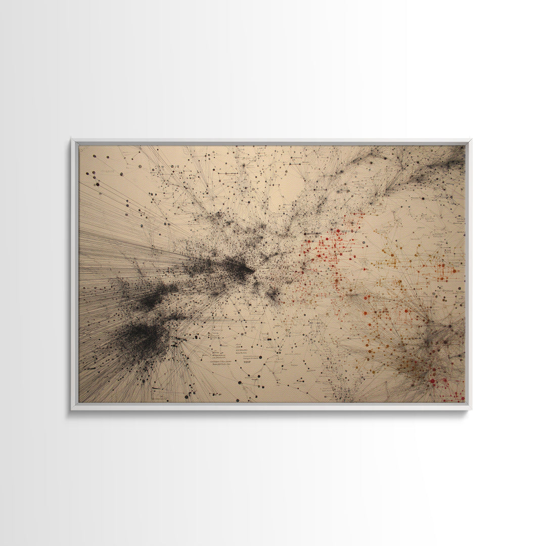 Beige Network Constellation Abstract Canvas Print, Modern Art, Digital Wall Art, Minimalist Office Decor, Unique Wall Decor