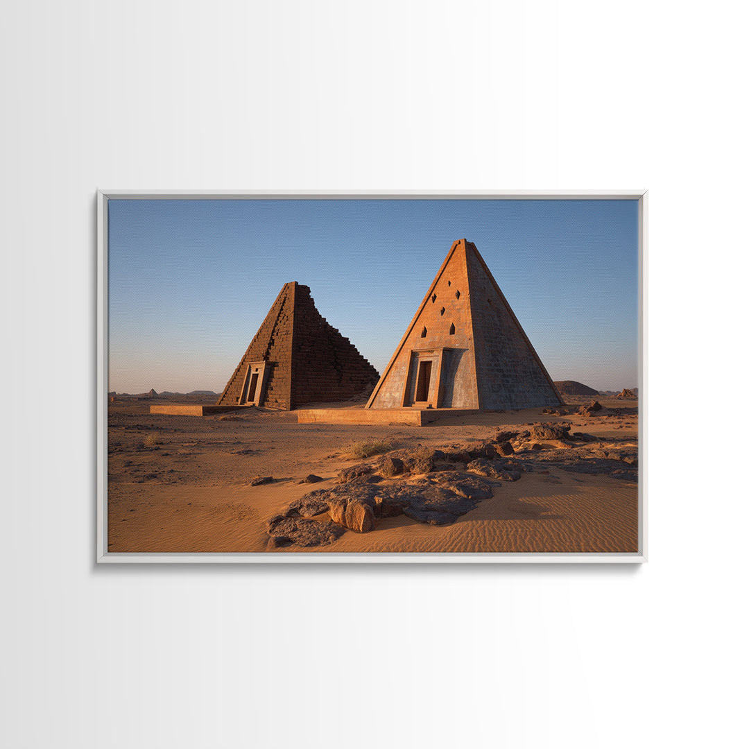 Nubian Desert Pyramids Photo Canvas Print African Landscape Wall Art Ancient African Art Decor Sudan Travel Poster Gift For Him