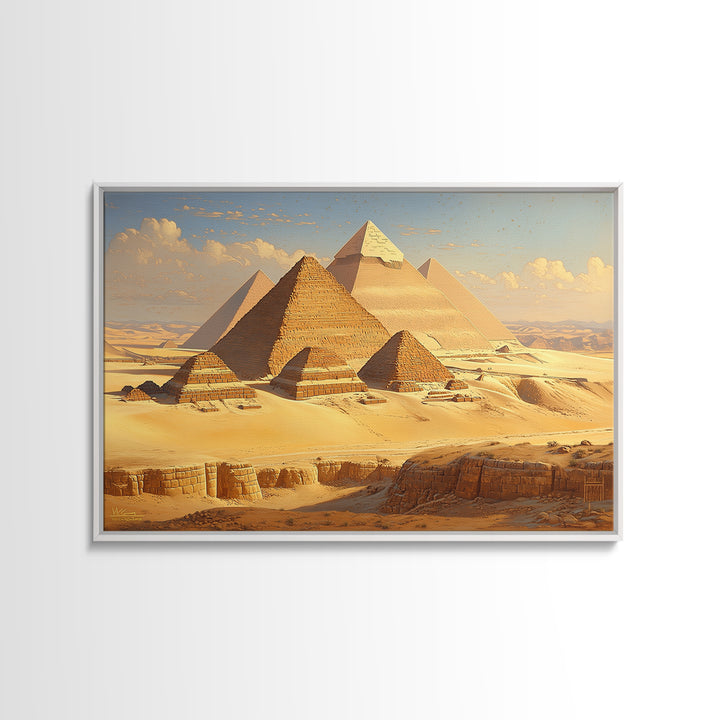 Golden Giza Pyramids At Sunrise Wall Art African Egyptian Art Print Desert Landscape Canvas Print Ancient Travel Decor Gift