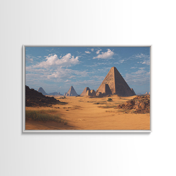 Wide Desert Pyramid Panorama Wall Art, African Egyptian Art, Ancient African Art Print, Safari Decor, Statement Wall Decor