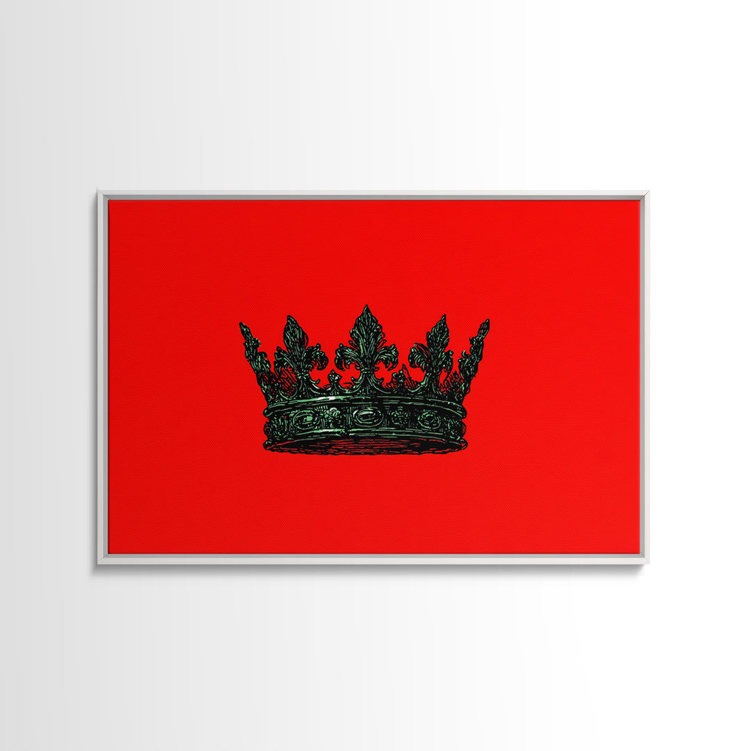 Black Crown On Red Background Wall Art, African Queen Decor, Royal Afrocentric Print, Bold Modern Black Culture Art, Statement Wall Decor